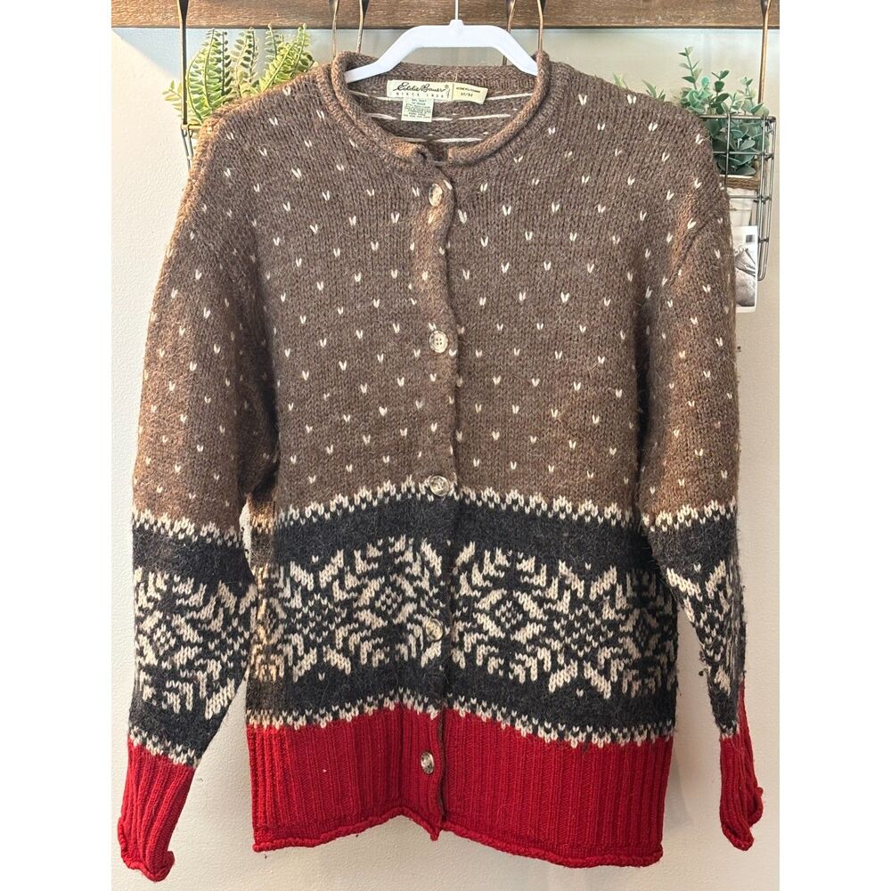 Vintage 90"s Eddie Bauer wool-alpaca Nordic cardigan